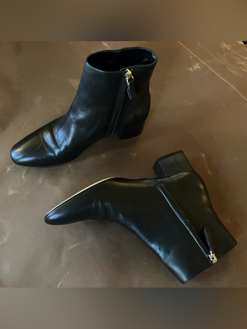 Massimo Dutti Black Nappa Leather Ankle Boots EU 37